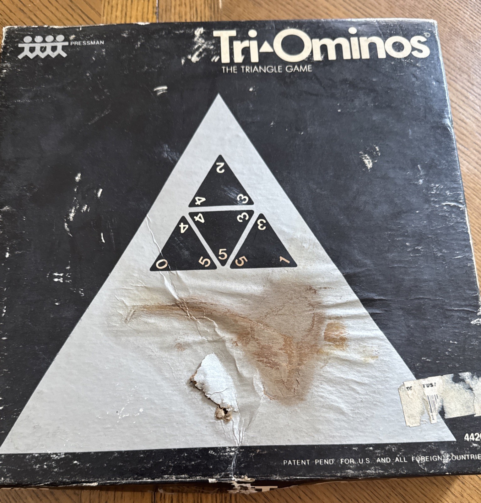 Vintage 1968 Pressman Tri-Ominos #4420 Triangle Domino Game Travel Size