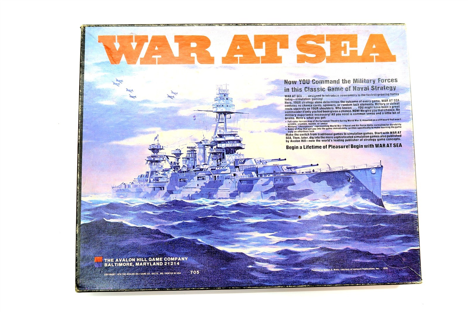 Vintage 1976 Avalon Hill WAR AT SEA Navy Strategy War Game No 705