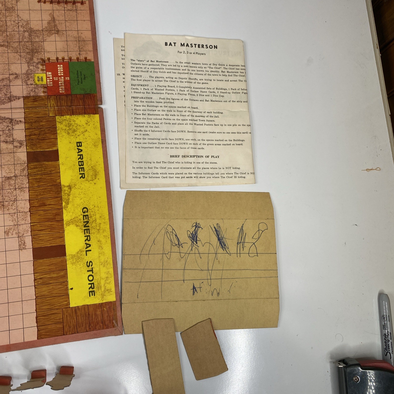1958 Bat Masterson Board Game by Lowell Complete or Near Complete – See pics