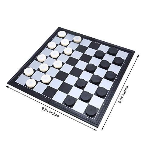 Magnetic Travel Checkers Board Game Set with Folding Board Family Educational