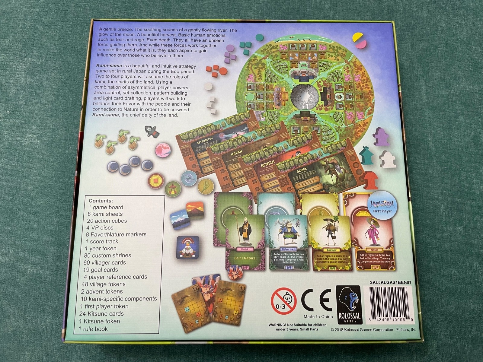 Kami-Sama Board Game with The Awakened + Spirit Way Expansions – NM Condition!