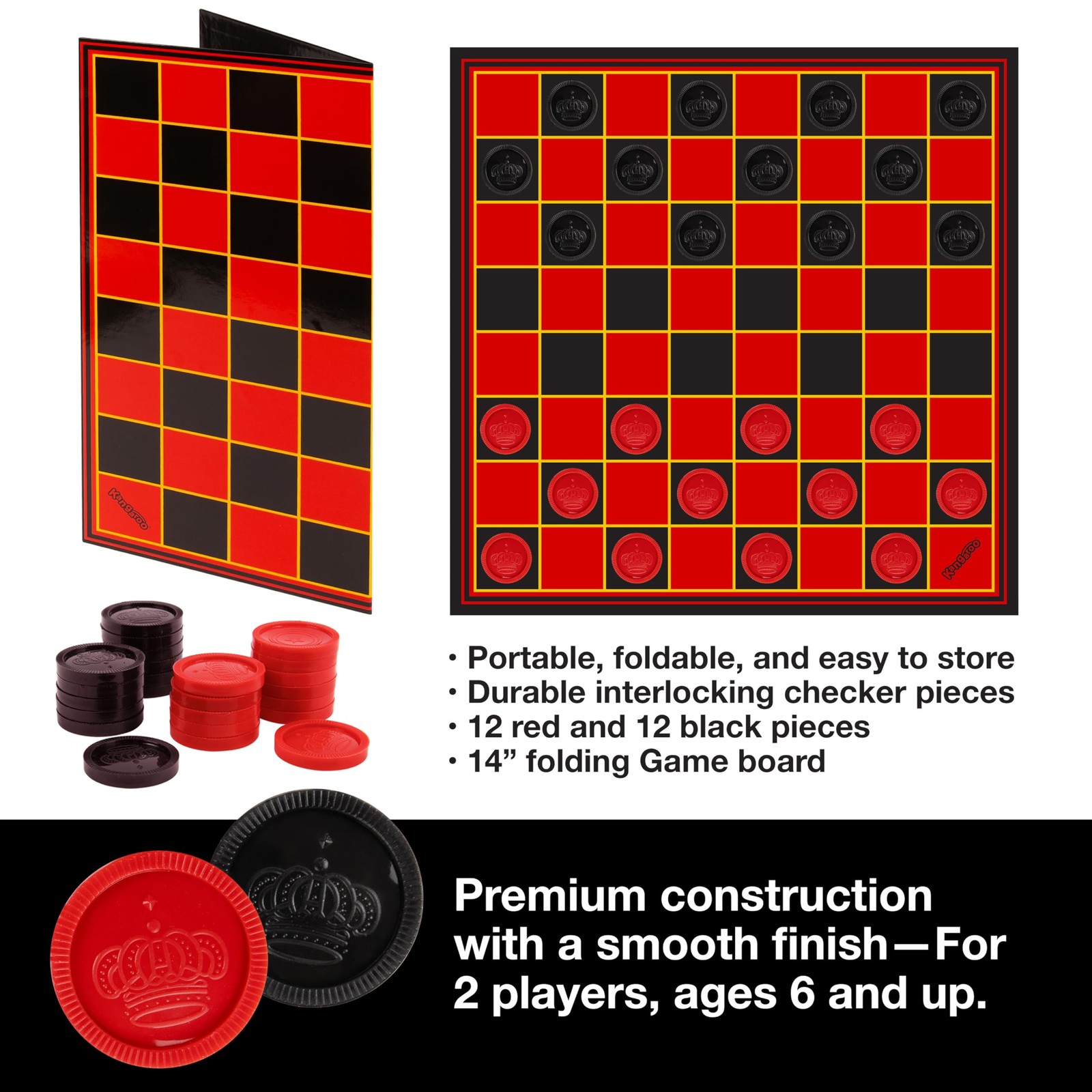 – Multiplayers Strategy Checker Board Game for Kids Adults – Portable Educat…