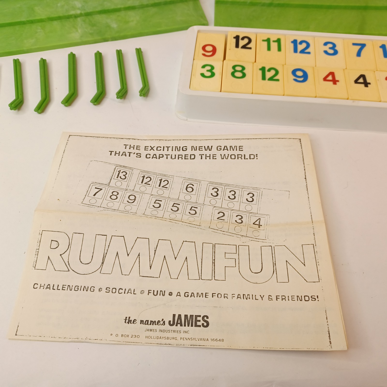 Vintage 70’s Rummifun Tile Game 1970s James Industries With Manual