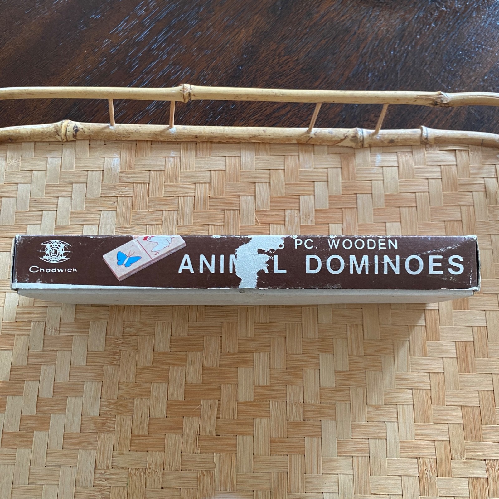 Vintage 1984 Colorful Wooden Animal Dominoes 28 pc Set w/ Box and Instructions
