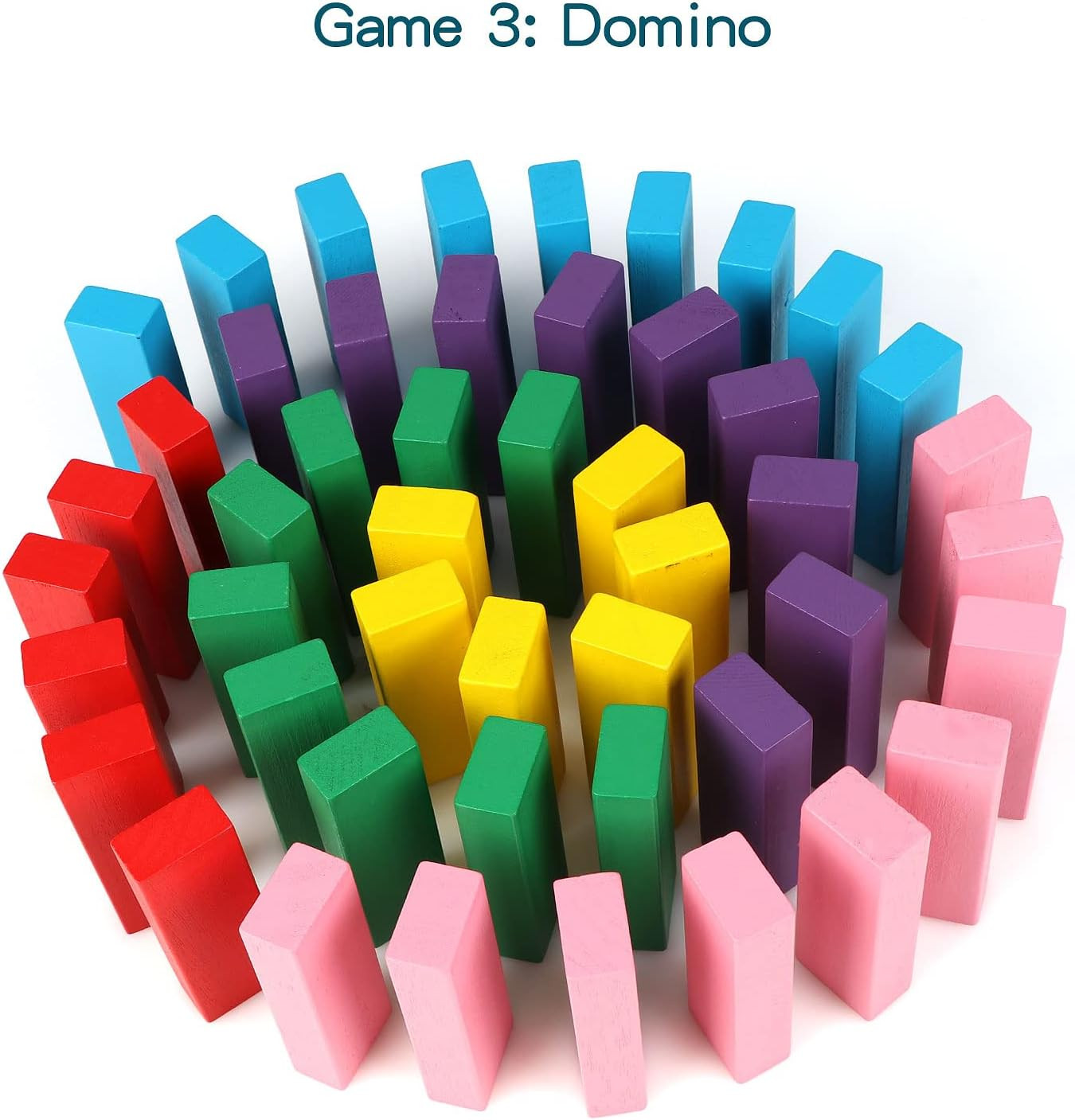 48PCS Wooden Stacking Blocks Game with Storage Bag for Kids and Family
