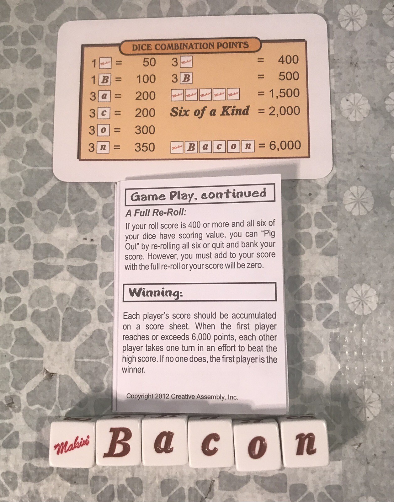 The Game Of Makin Bacon Dice Game Delicious Dice Game For The Whole Family