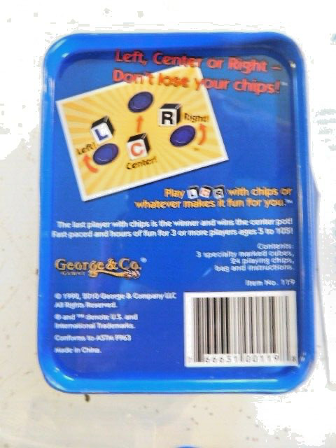 The Original LCR Left Center Right Dice Game Blue Tin George & Company