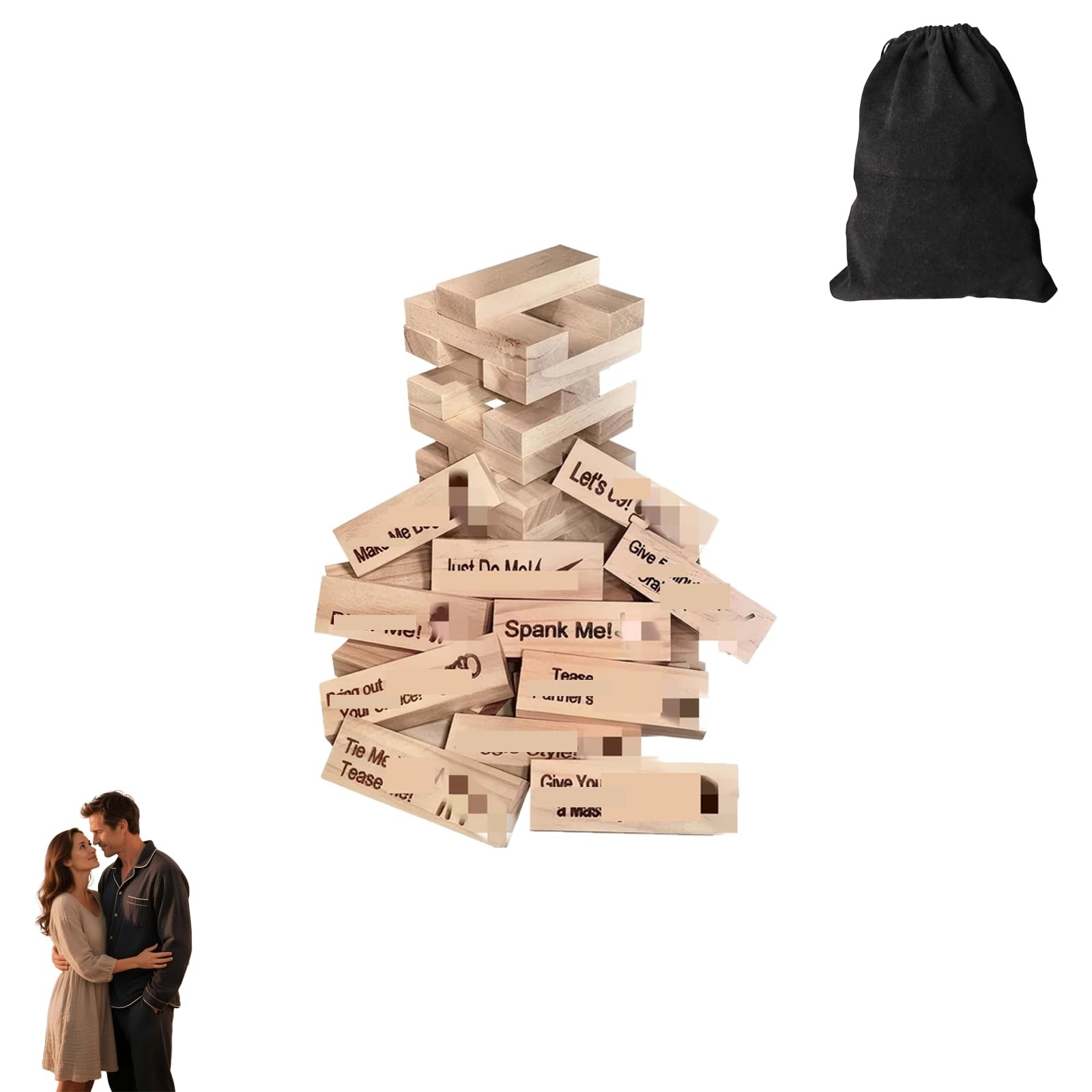 48 pcs Tower Games,Wooden Couples Date Night Stacking Block,for Valentine Lov…