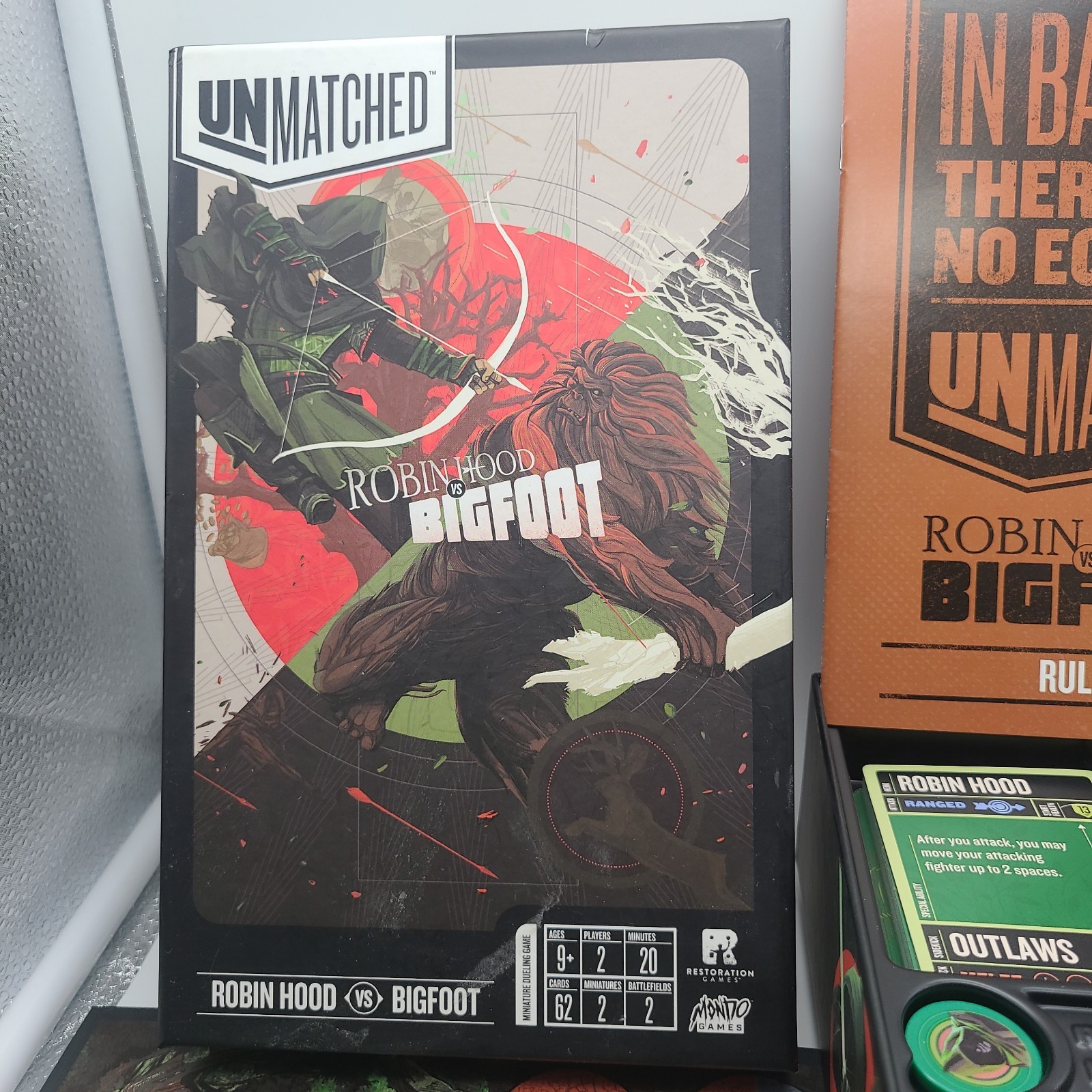 Restoration Games Unmatched Robin Hood Vs. Bigfoot Board Game Mondo Complete