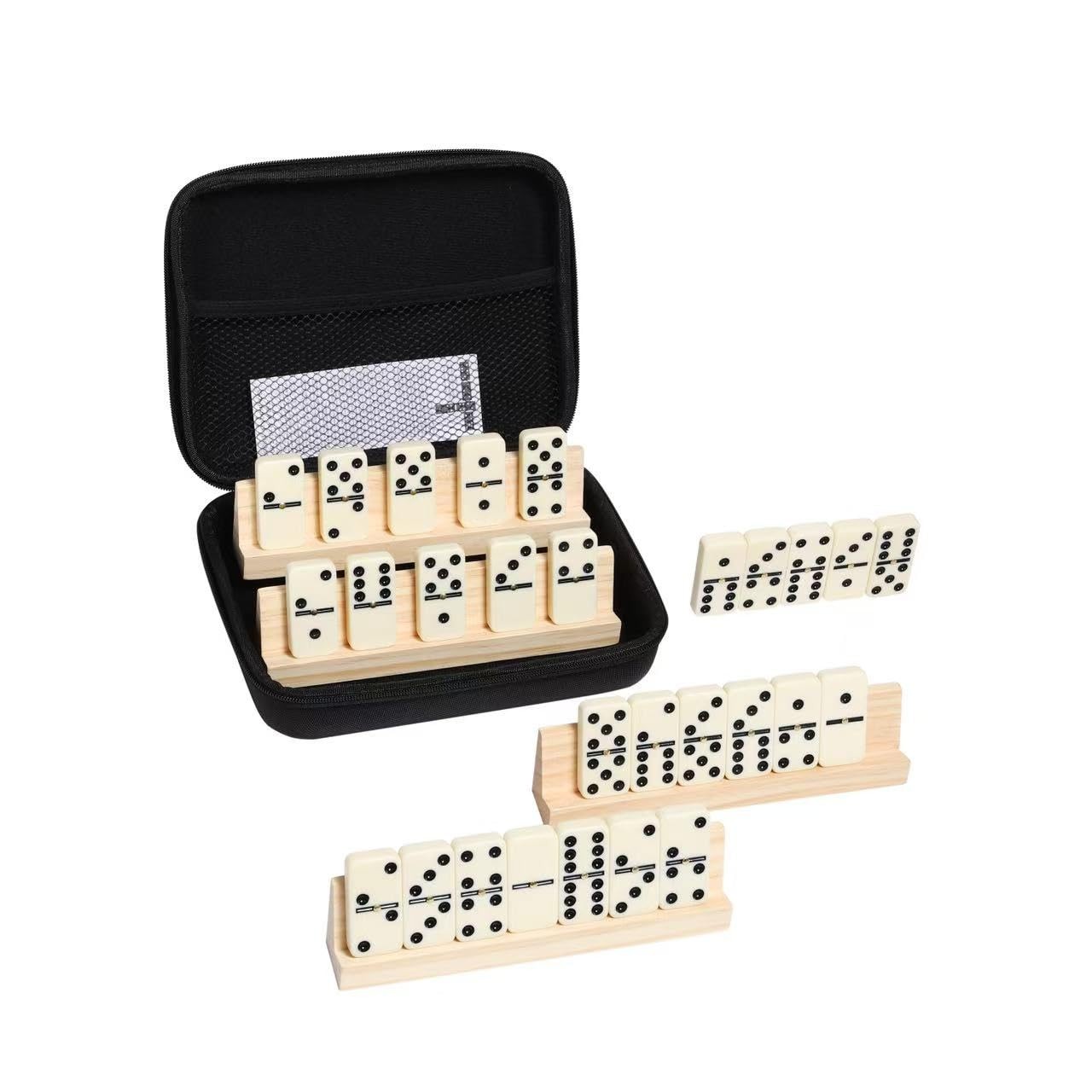 Double 6 Dominoes Set for Adults – 28 Durable Tiles with 4 Tile-Holding Racks…