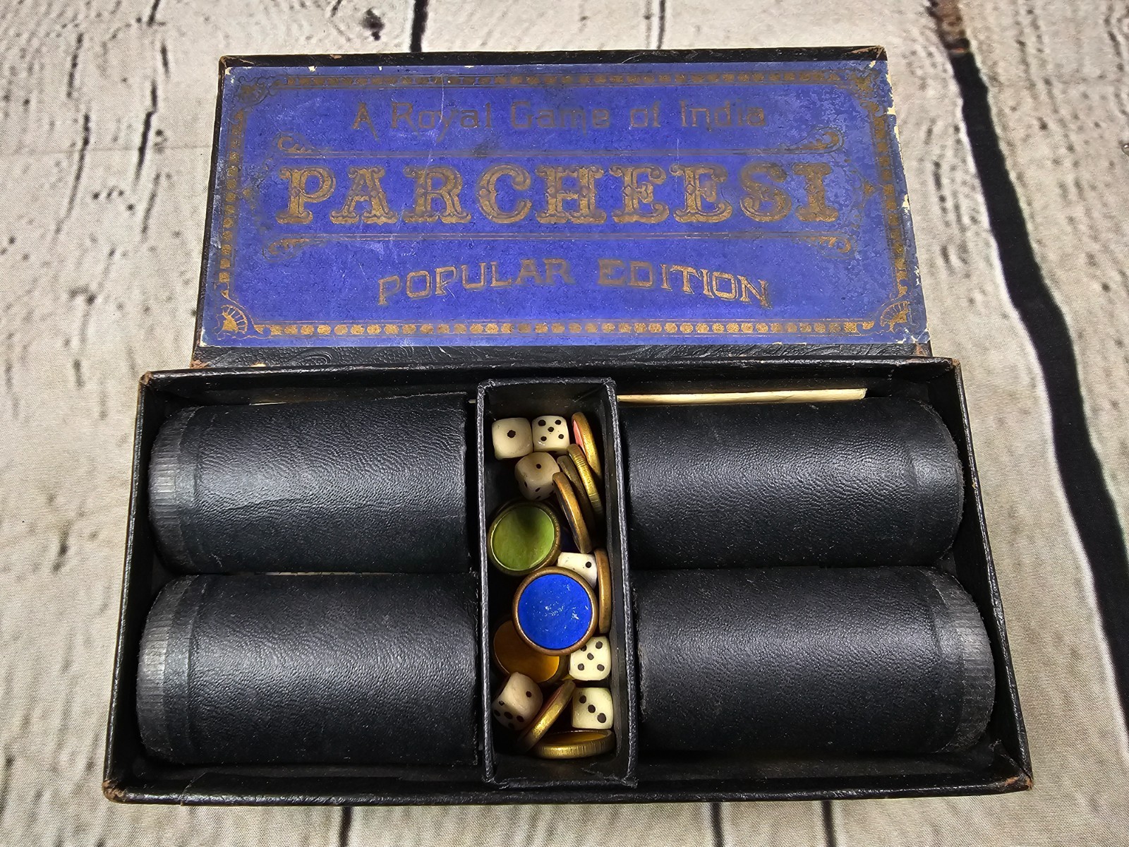 1918 Selchow & Righter Parcheesi Popular Edition Brass Counters w/ Instructions
