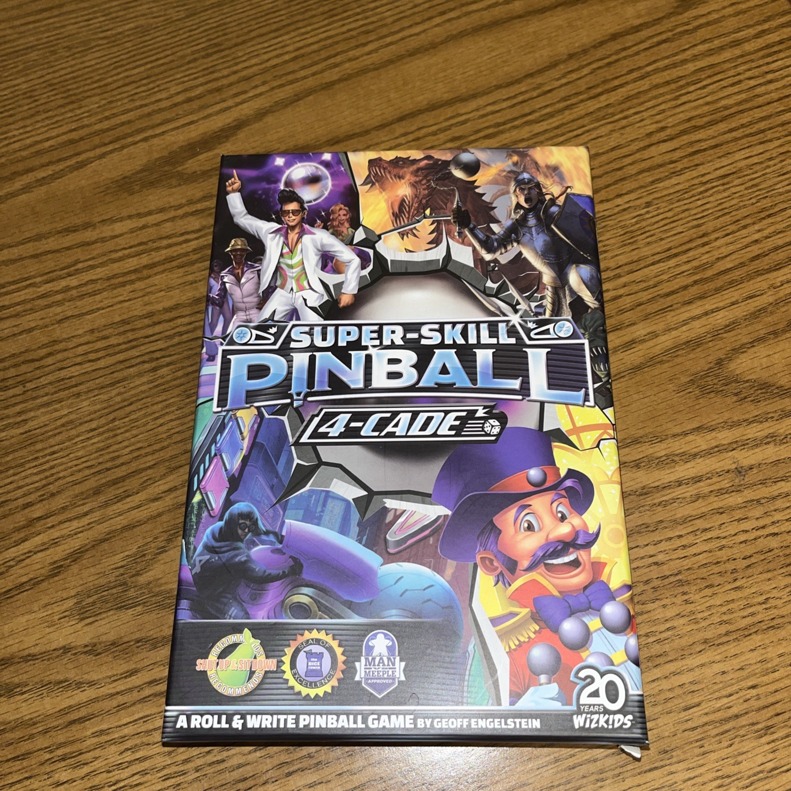 WizKids Super-Skill Pinball 4-Cade Roll & Write Pinball Dice Game New Open Box