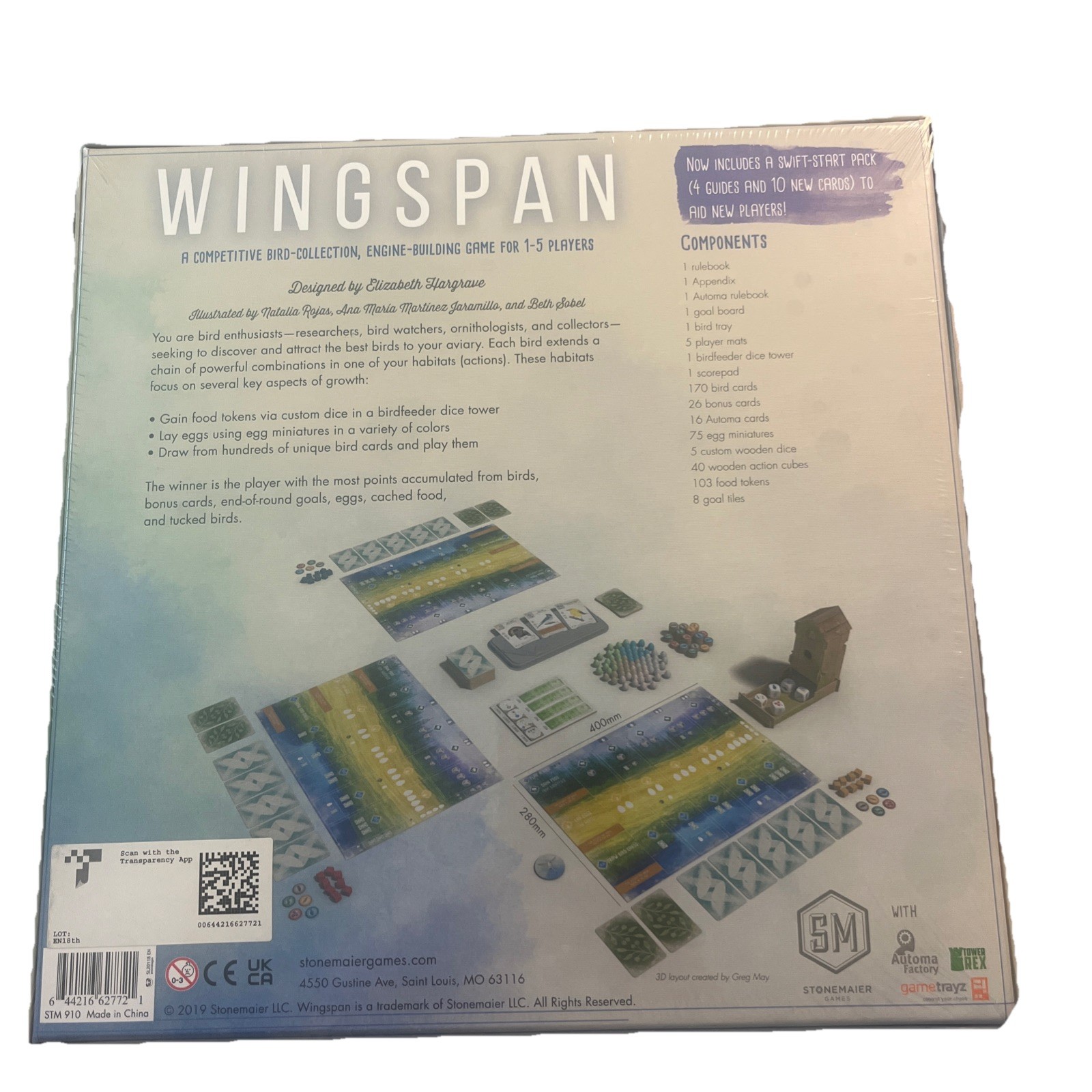 WINGSPAN Board Game New Sealed Stonemaier 2019 Swift Start Pack STM910 NEW Seal