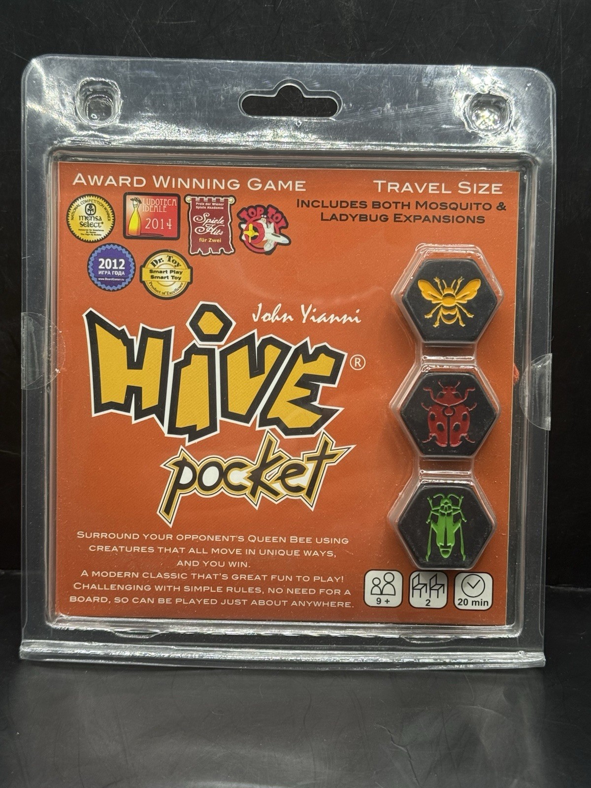 Hive Pocket Tile Board Game Travel Size W/mosquito & Ladybug Expansions NIB