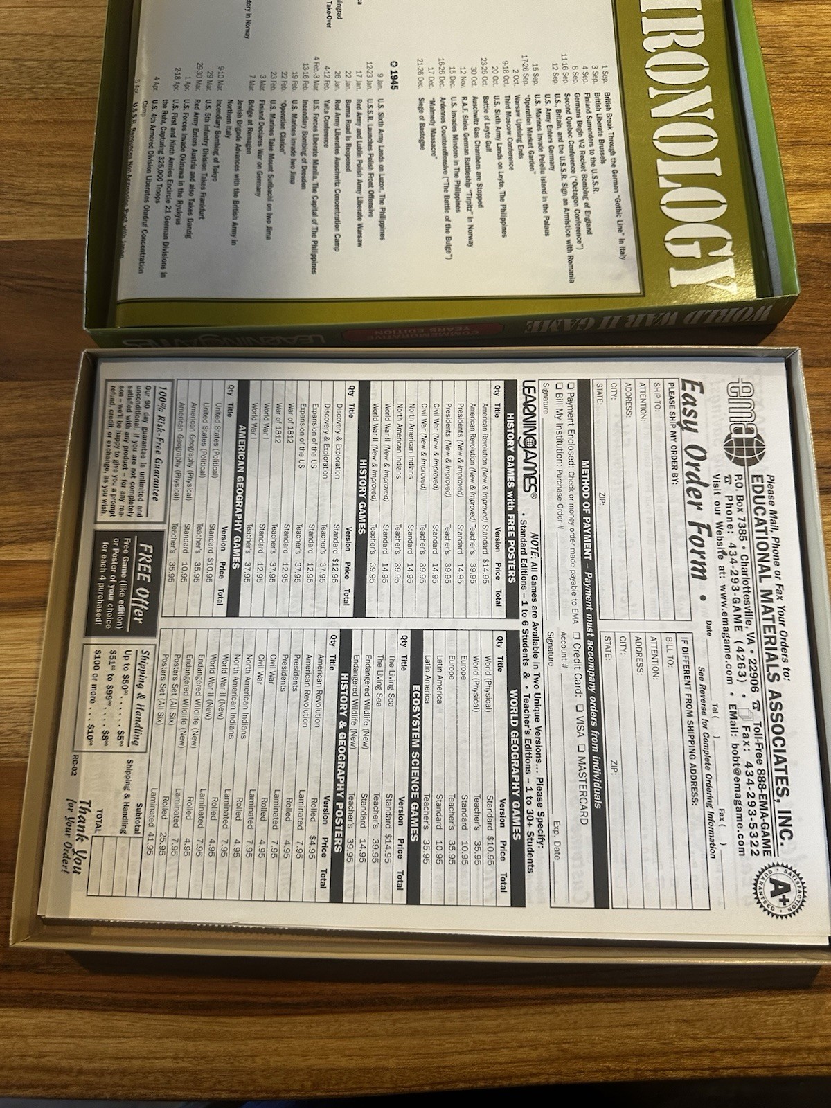 World War II Board Game Learning Games Commemorative Years Edition EMA Age 8+