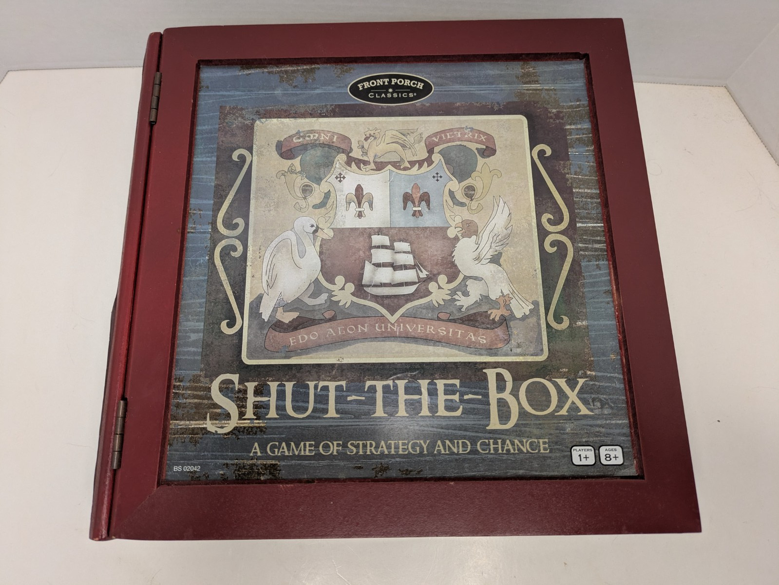 Front Porch Classics Vintage Shut The Box Game Wooden Bookshelf Complete