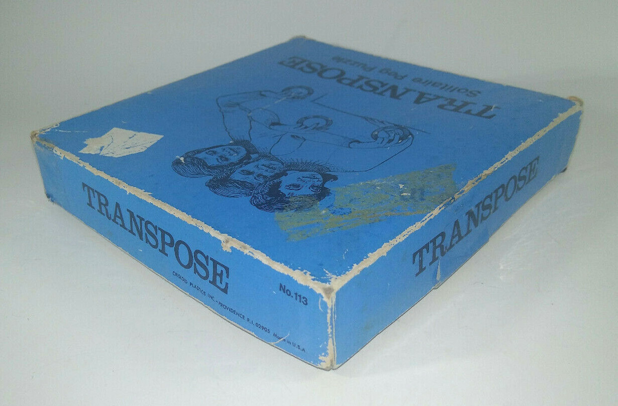 Vintage Transpose Solitaire Peg Puzzle No. 113 Crisloid Plastics Inc USA Wooden