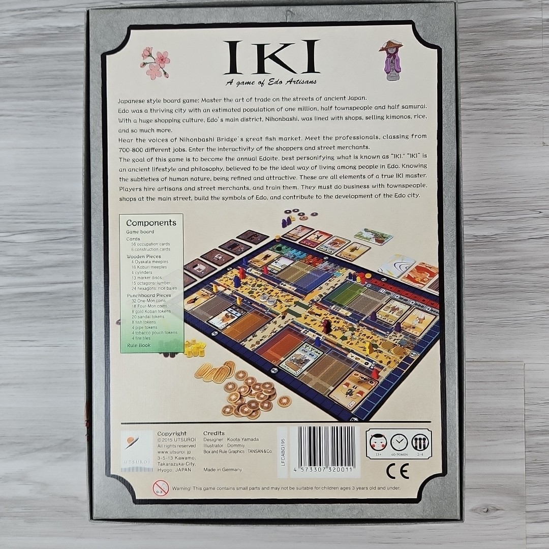 Iki Utsuroi 1st Ed. Multilingual Board Game A Game of Edo Artisans VG+ OOP Rare