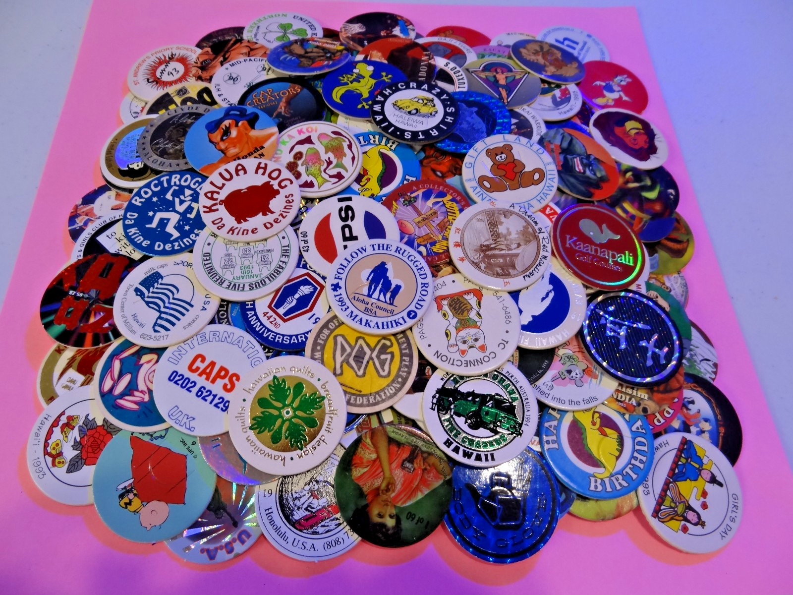 POGS * 100 Misc Variety Plus One (1) Mortal Kombat 18K Gold Plated Metal Slammer