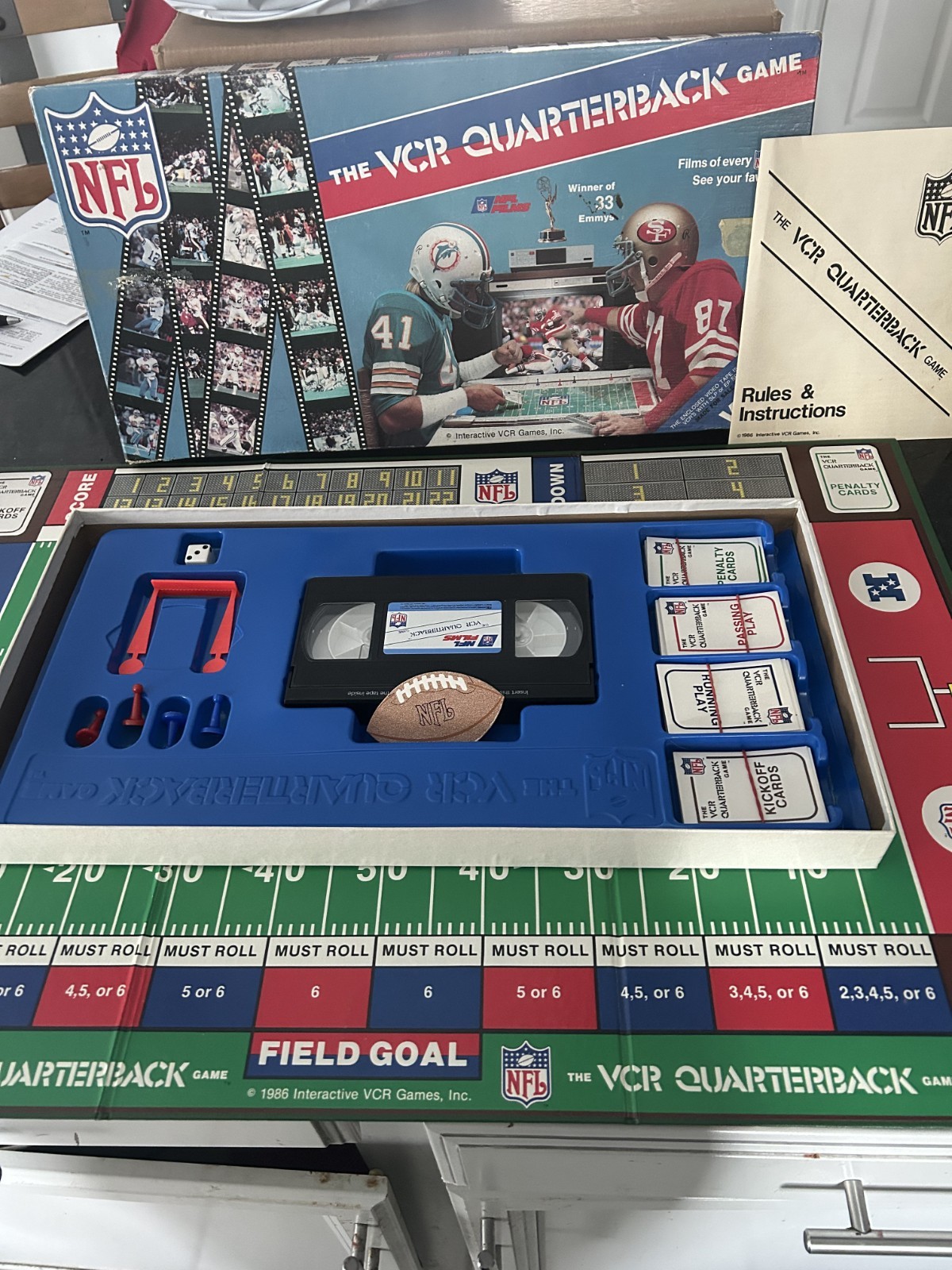 Vintage NFL VCR Quarterback Game Complete in Box 49ers Dolphins