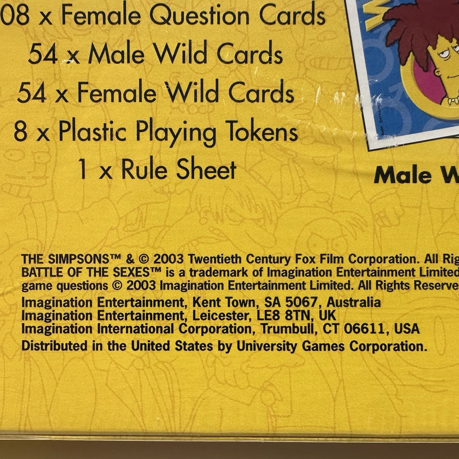 The Simpsons Battle Of The Sexes Board Game Spouses Vintage 2003 Ages 12+ NEW!
