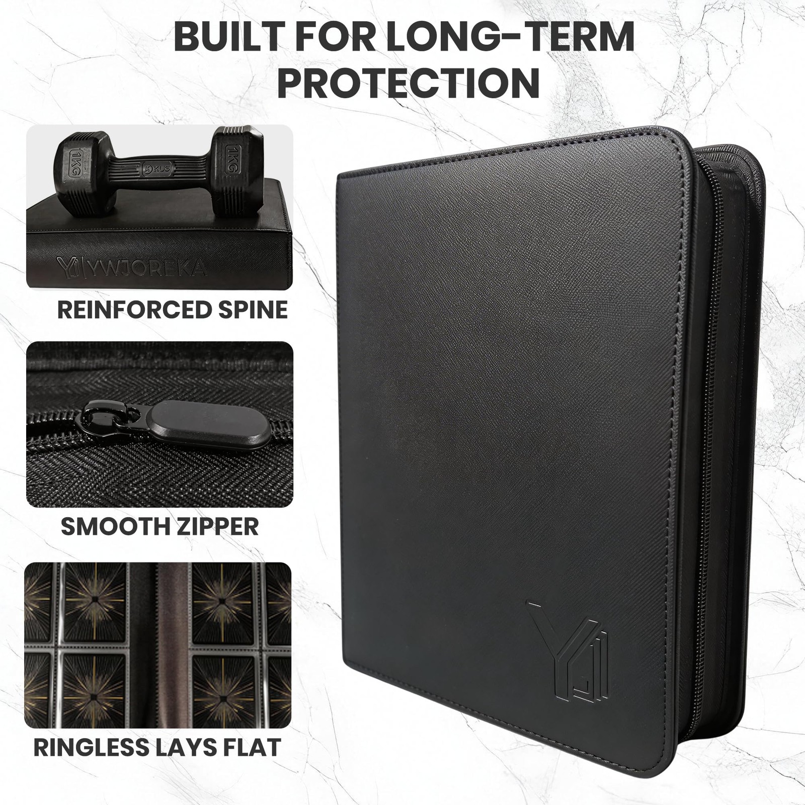 Toploader Binder 4 Pocket, Holds 128 Toploaders, Double-Sided 3″ X 4″, black