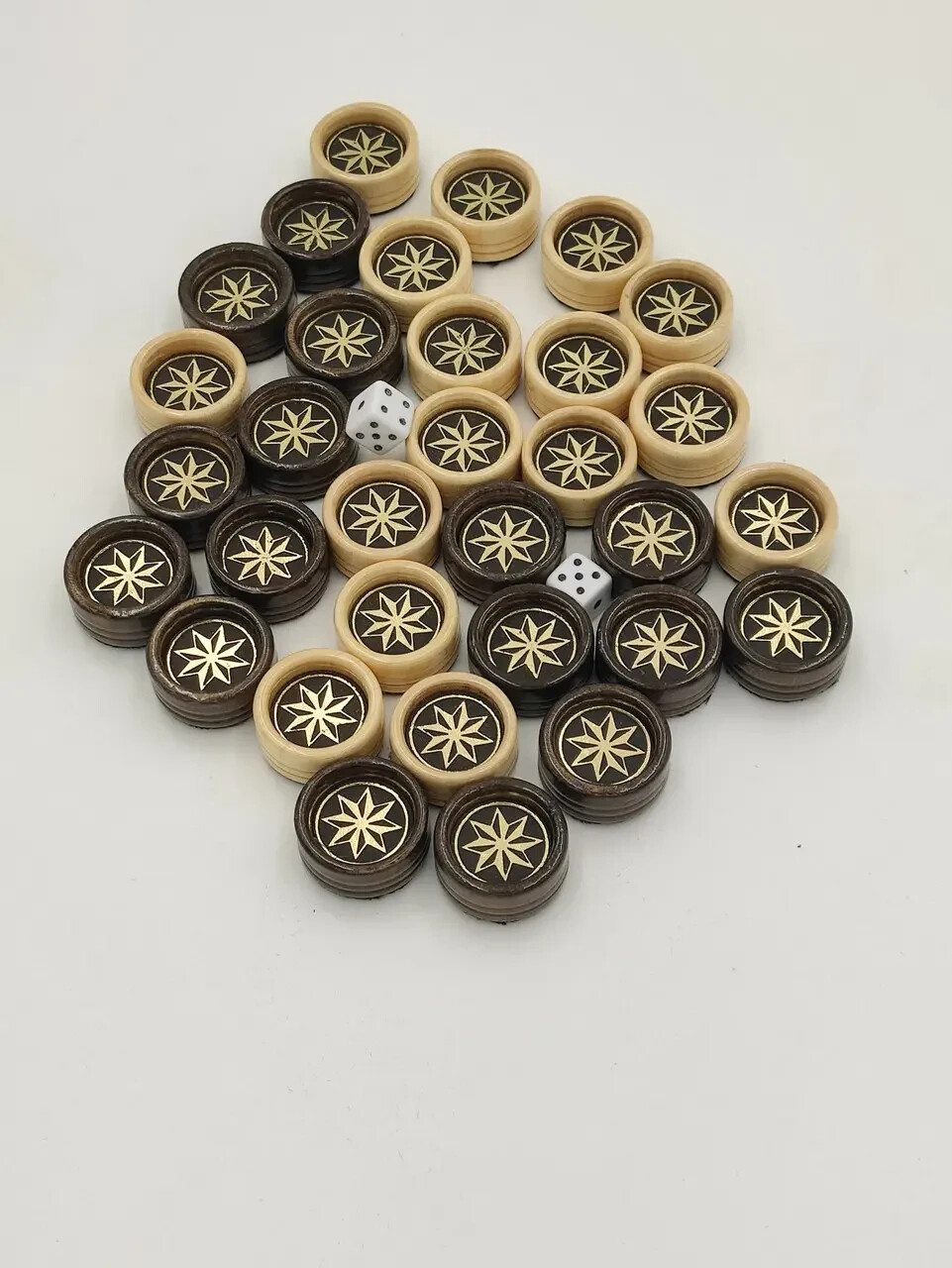 Handcrafted Wooden Backgammon Checkers – 25×12 mm (1×0.47 in) – 32 Pieces, Maple