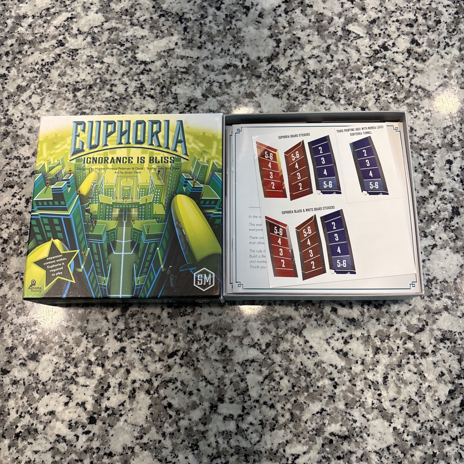 Euphoria Board Game with Ignorance is Bliss Expansion and Game Trayz!