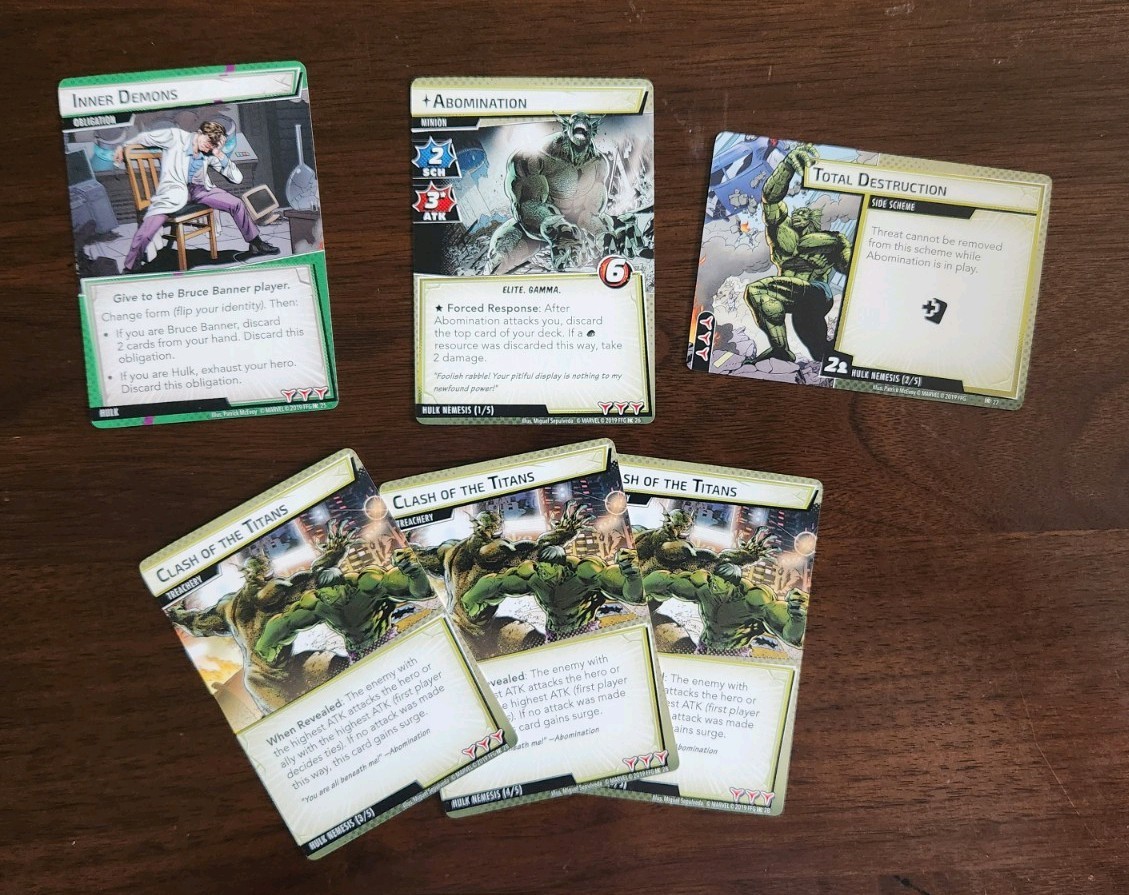 Marvel Champions Hulk Hero Pack Complete Set, Used. OUT OF PRINT