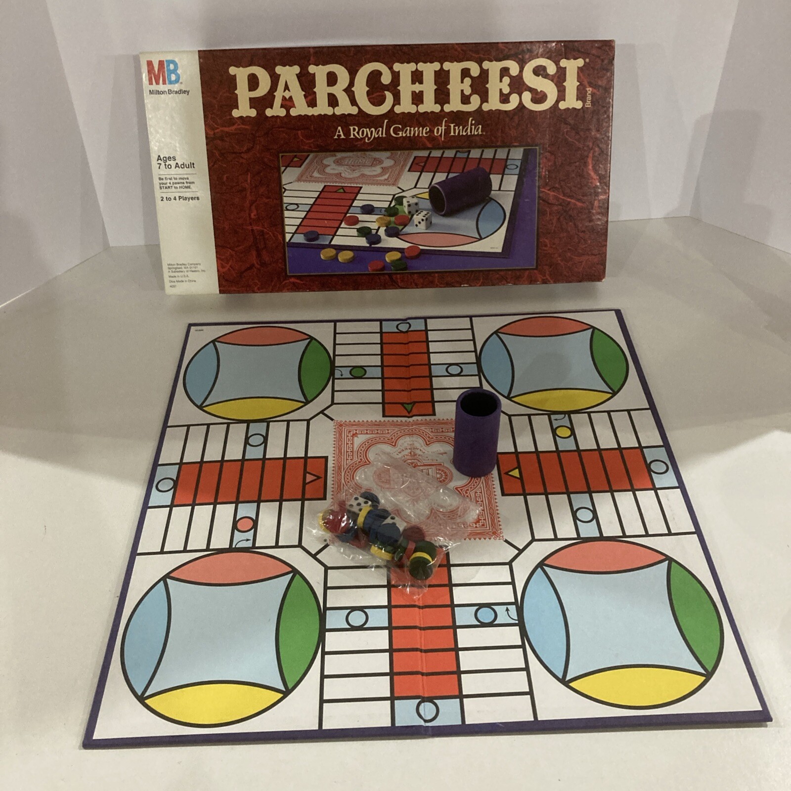 Vintage 1989 Parcheesi Board Game By Milton Bradley Complete Good Condition