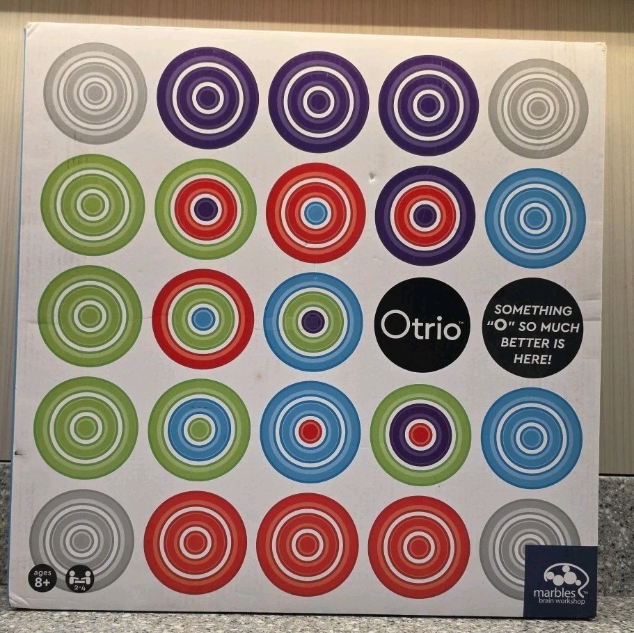 Otrio Deluxe Game Bamboo Wood Board Marbles Brain Workshop Complete