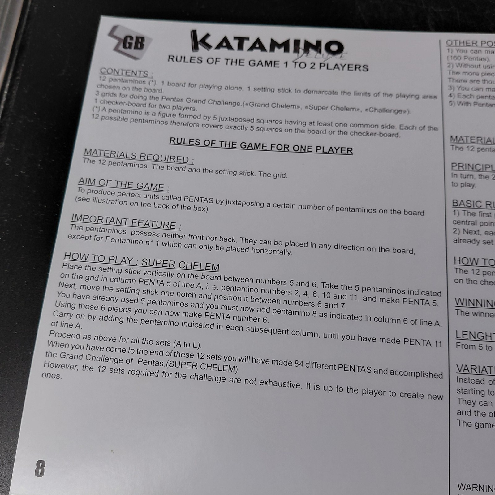 Katamino Deluxe Board Game Gigamic 1993 Strategy Puzzle 1-2 Player 7+ Complete