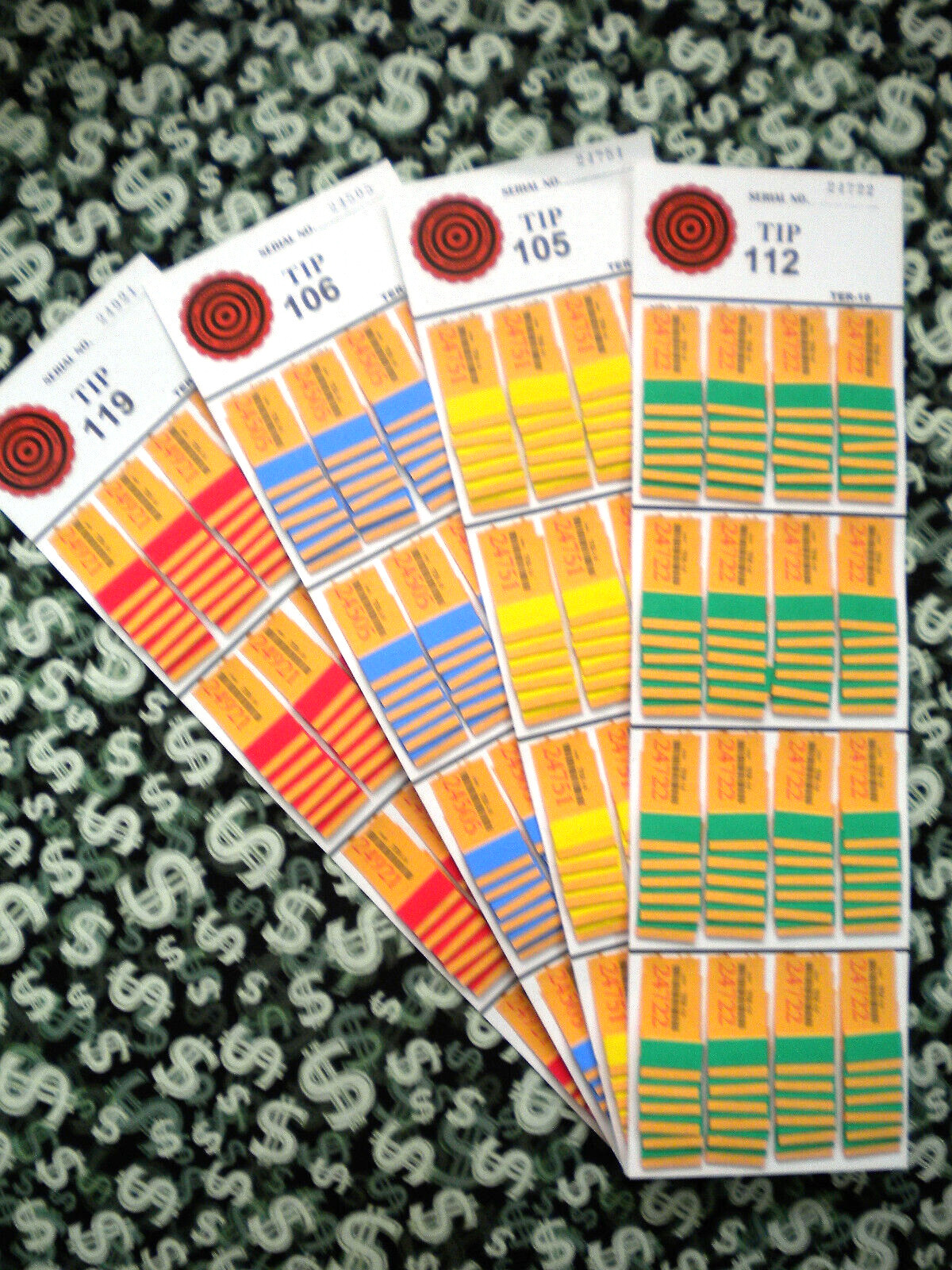 1 Dozen ~ 96 TER-16 REGULAR “NOT Sure” TIP BOARDS {101-124} Pull Tab Jar Tickets