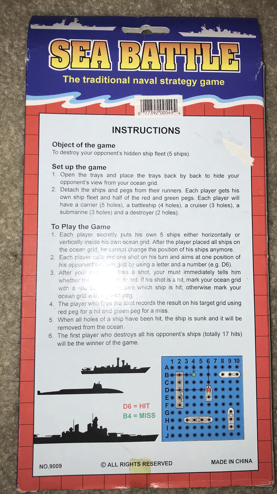 Vintage Board Game Sea Battle The Traditional Naval Strategy Game NOS