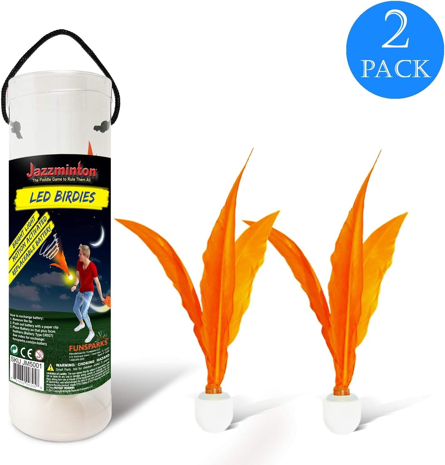 Jazzminton Paddle Ball Game LED Birdies, or Light Up Shuttlecock – New and Im…