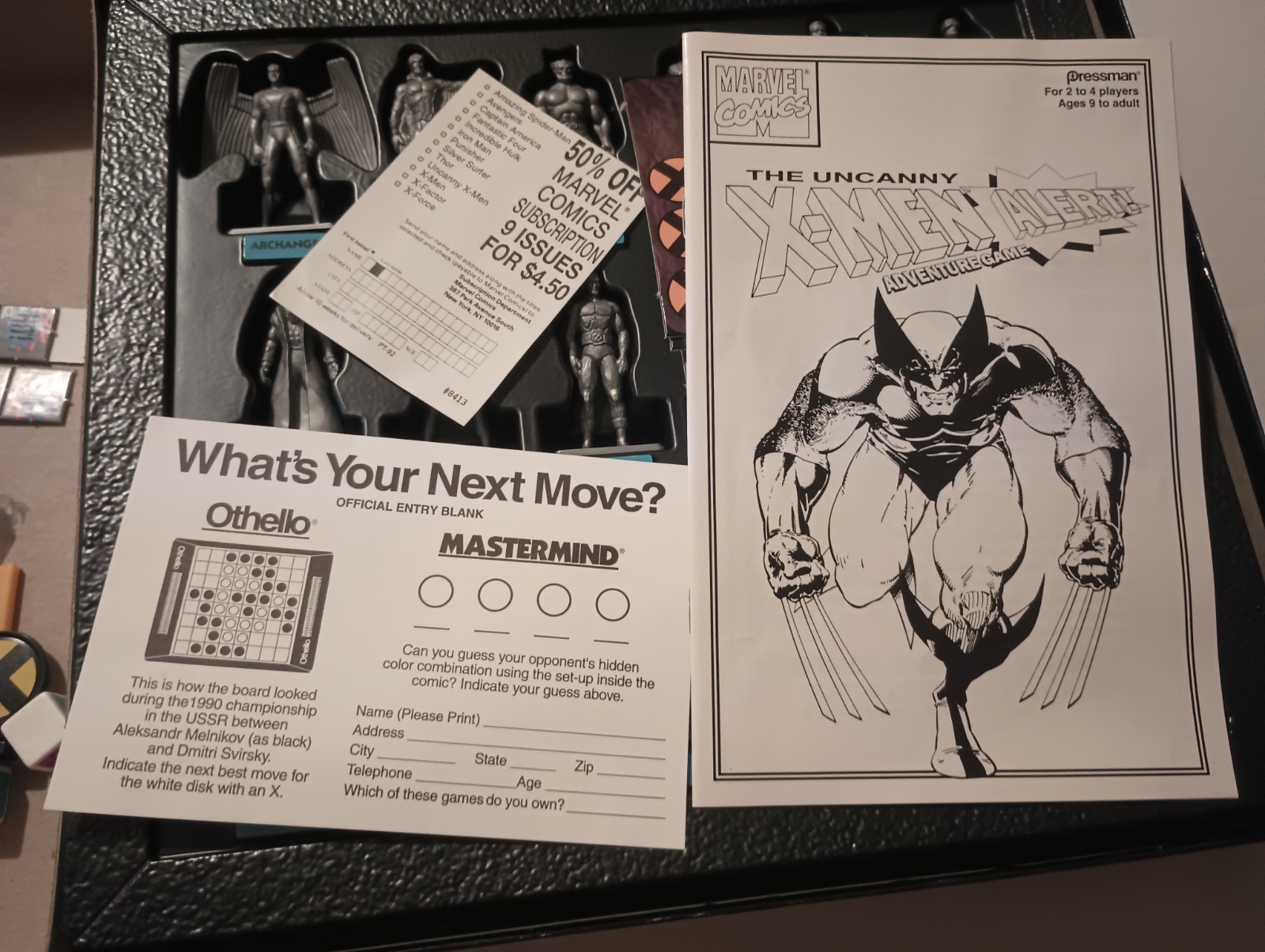 1992 Pressman Marvel Comics Uncanny X-Men Alert Adventure Board Game Complete