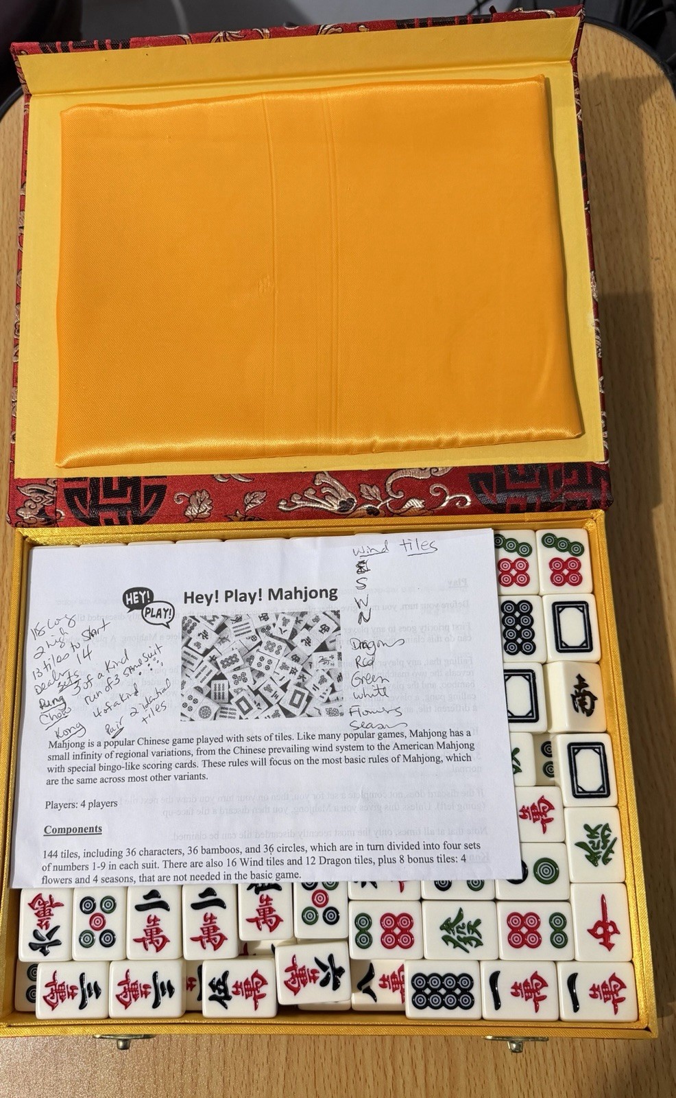 Hey! Play! Mahjong Strategy Tile Game Set w/ Carrying Case, Instructions 80-MAHJ