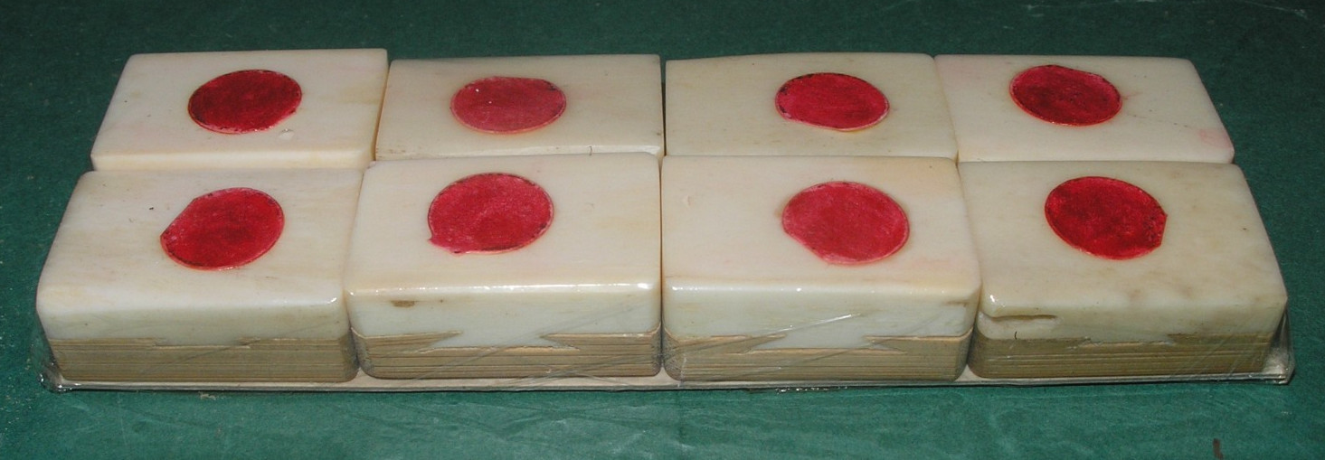 Rare 1920s Bone Bamboo Mahjong Set with Teak Case