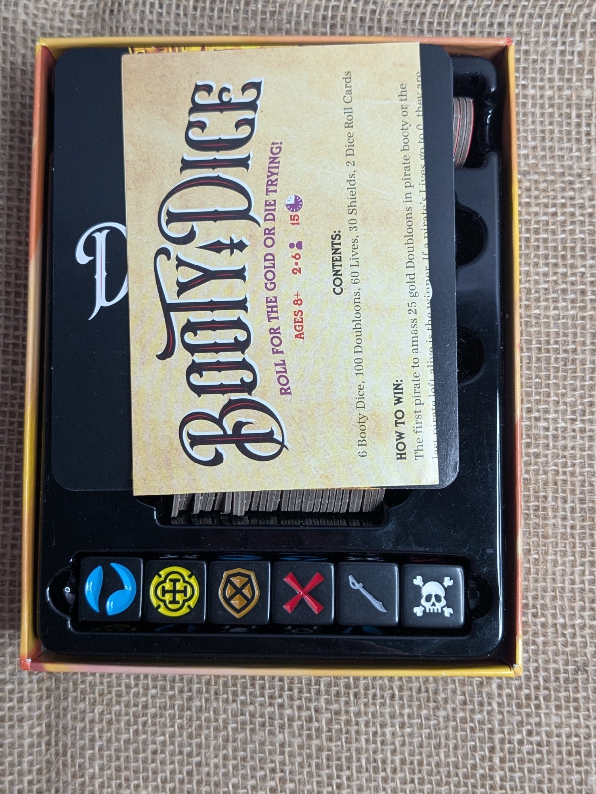 Booty Dice Quick Pirate Dice Game Ages 8+ 2-6 Players Complete -1 Bullion 2023