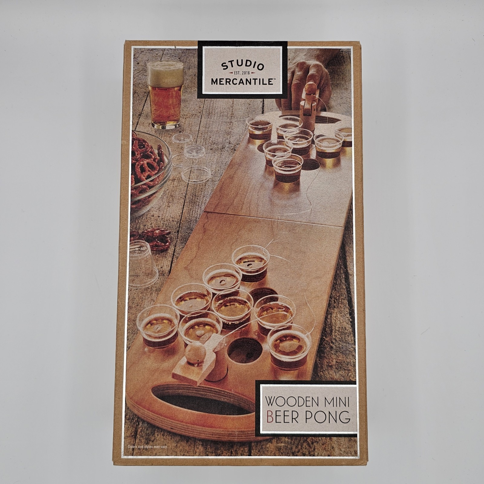 Studio Mercantile, Wooden Mini Beer Pong Drinking Game, New in Box
