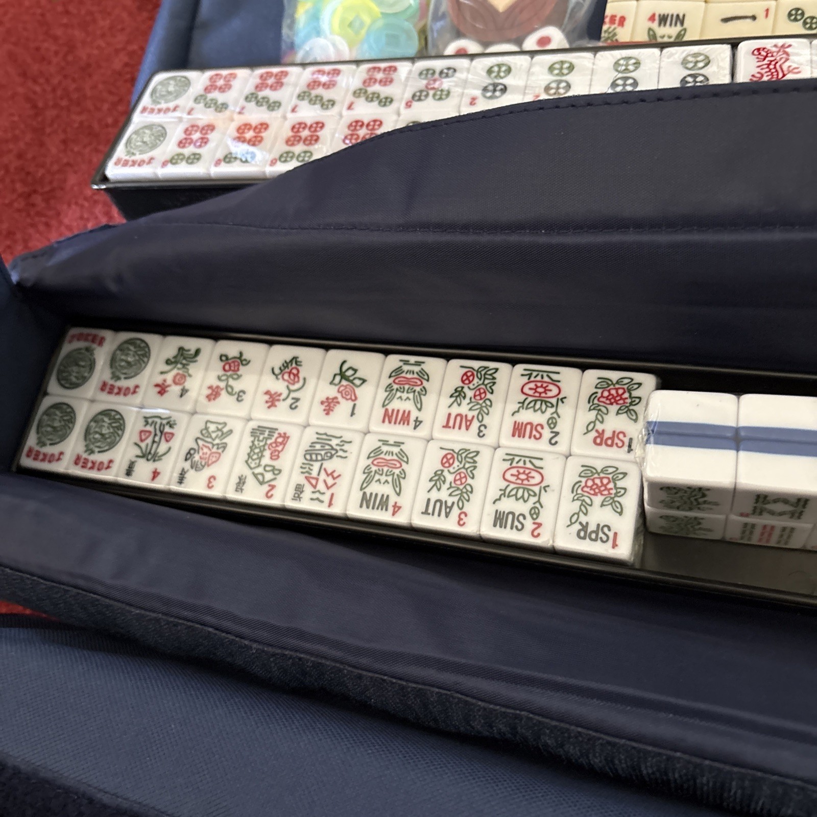 American Mahjong Game Set, “Santorini” with Blue Soft Case