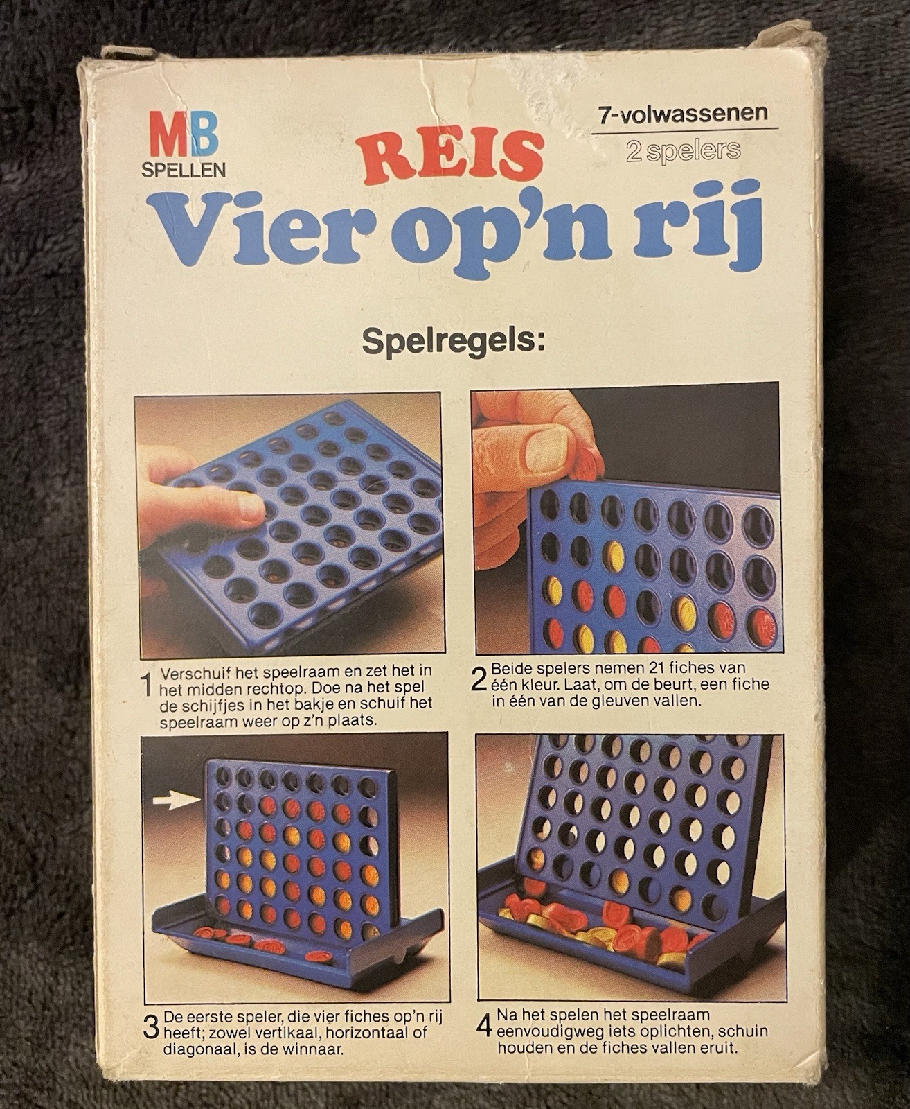 (Dutch) 1982 Milton Bradley MB Spellen Reis Vier op’n rij Connect Four Game VTG