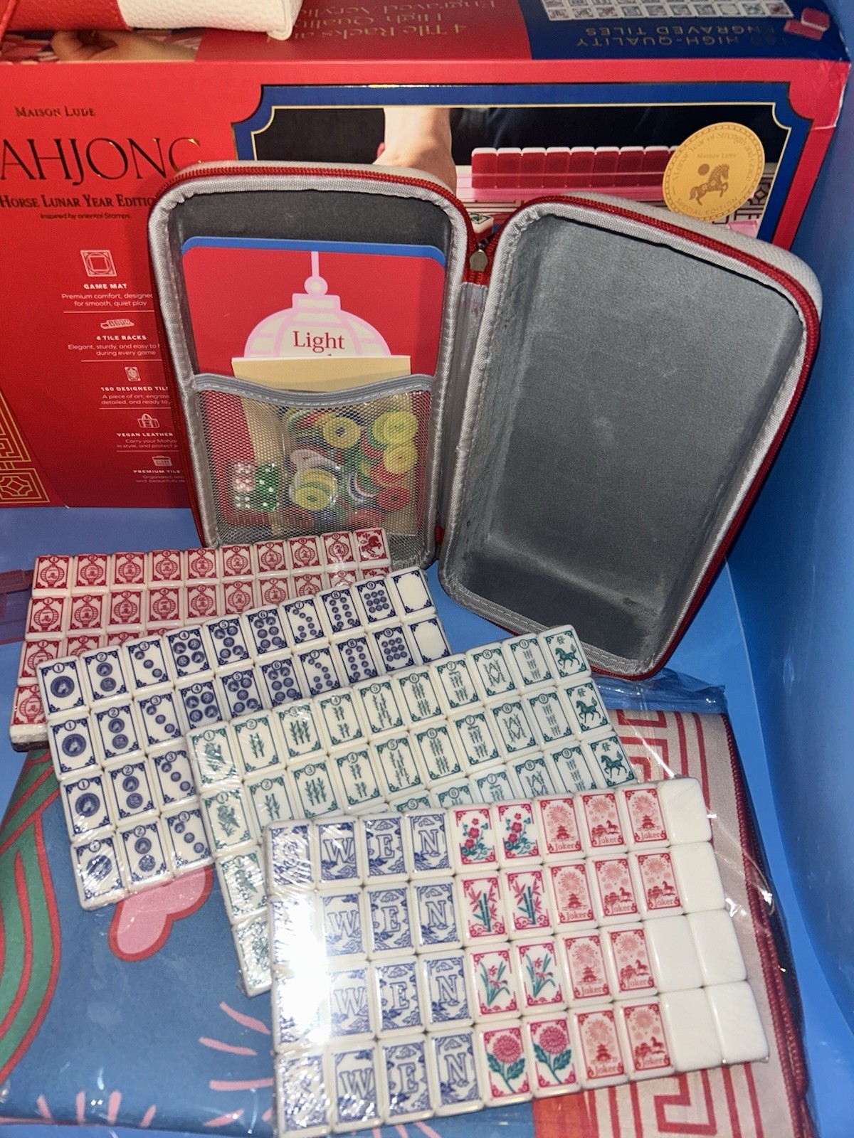 Deluxe Acrylic HORSE LUNAR YEAR Edition Mahjong Starter Kit Maison Lude Open Box