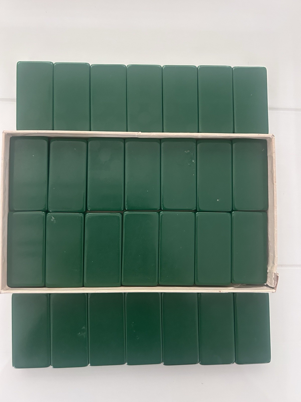Puremco No. 616 Standard Marbelite Dominoes Green Tiles w/ Box Made in USA