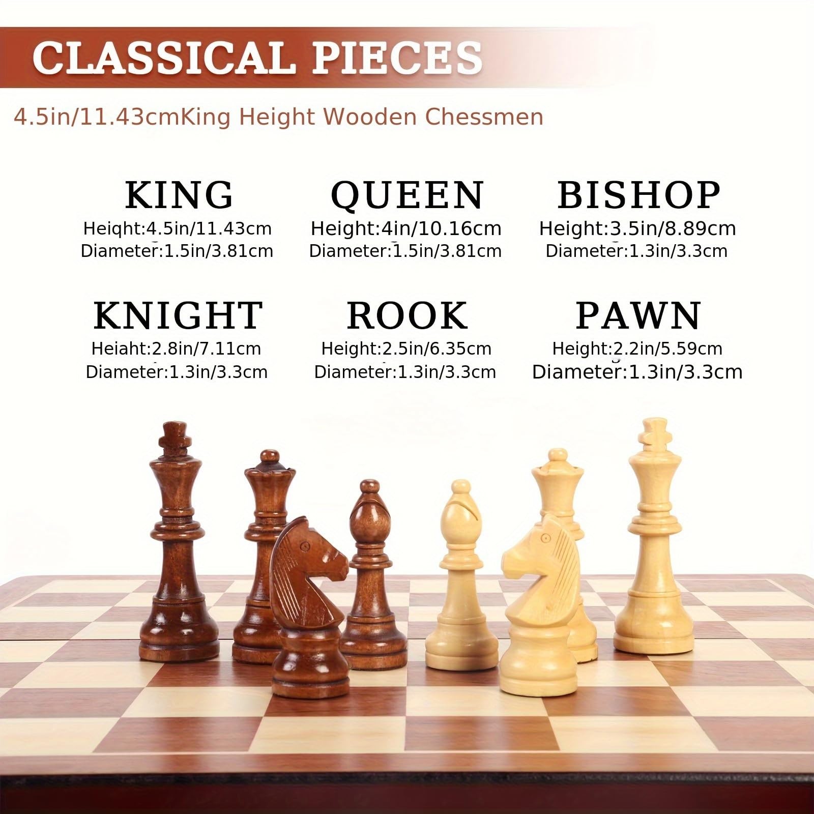 20″ Extra Large Solid Walnut Wooden Chess Set with 2 Extra Queen Pieces – Kin…