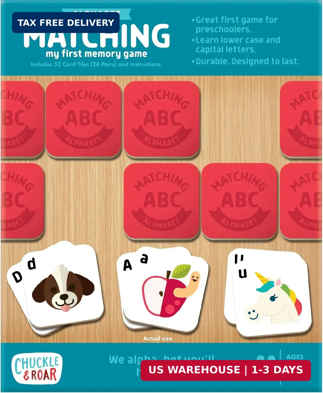 Chuckle & Roar Alphabet Matching Memory Game for Kids Ages 3+ – Preschool Letter