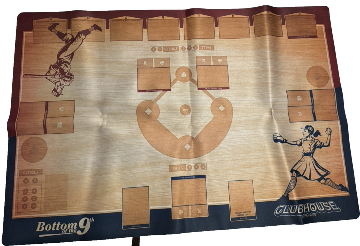 Bottom of the 9th Clubhouse Expansion Large Game Playmat Dice Hate Me Card Game