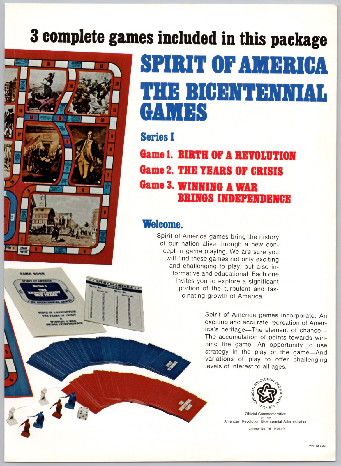 1977 Coach House Games Vintage Toy Ad Bicentennial Board Game 1776