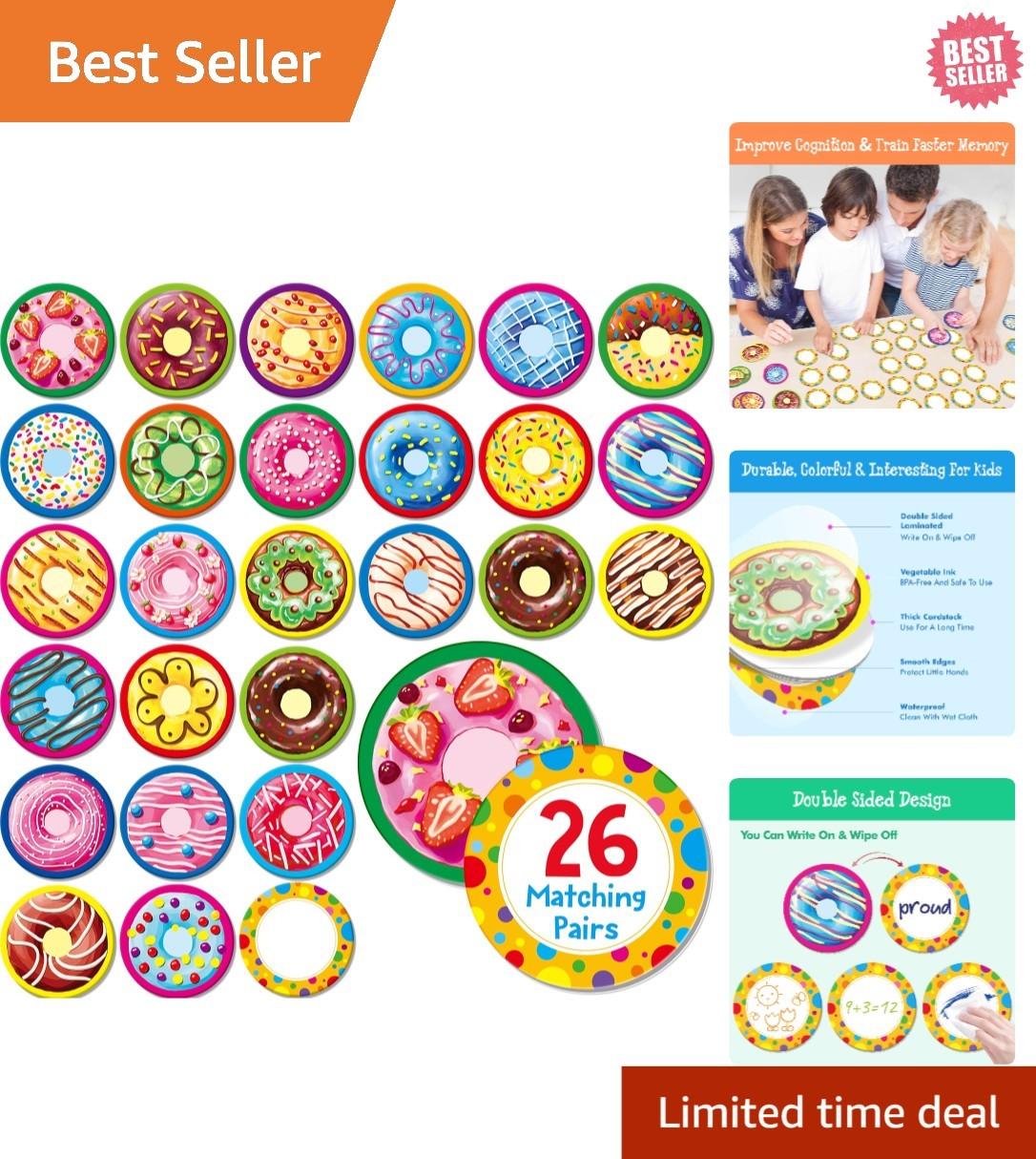 52 Durable Donut Memory Tiles – Engaging Educational Game for Preschool Ages 3-6