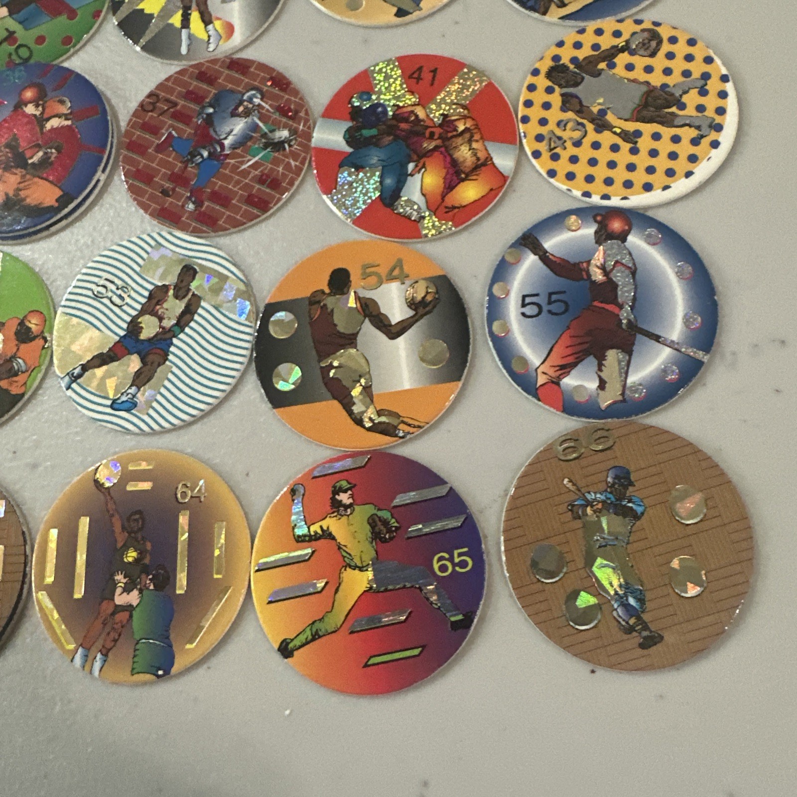 Lot Of 38 Sports Pogs Non Branded Milk Caps Doubles Will Be Red 90’s Vintage